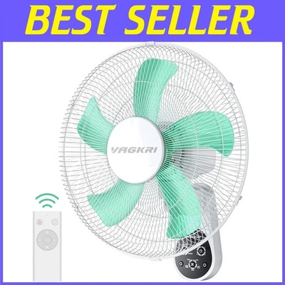 Stylish Wall-Mounted 16 Inch Fan: 5-Blades, Remote Control & Oscillating Feature - Image 1 of 4