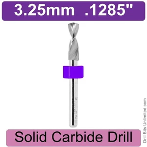 Broca de carburo de 3,25 mm .128" #30 vástago de 1/8" UNA pieza de carburo sólido R/S - Imagen 1 de 5