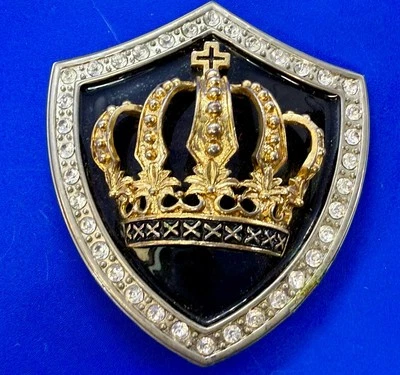 Escudo Corona Oro Real con Borde de Estrás Hebilla de Cinturón A286 Classico Italia Foto 1 de 4