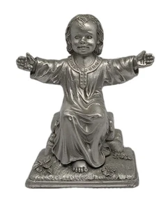 Estaño 3.5" Jesús Como Niño Brazos Extendidos Decoración Religiosa Firmado JCC 1997 - Imagen 1 de 17