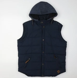 Next Men's Blue Hooded Puffer Waistcoat Size L - Picture 1 of 12
