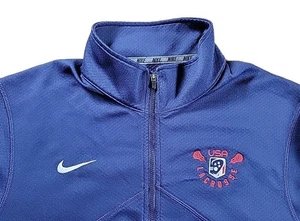 Nike Team USA Lacrosse Dri-Fit 1/4 Zip Pullover Size M Blue Men's Training Camp - Picture 1 of 12