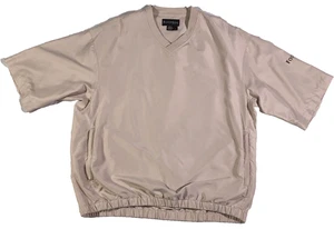 Footjoy Mens Golf Pullover Windbreaker Sz L Beige V-Neck Short Sleeves Pockets - Picture 1 of 12