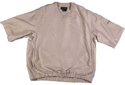 Footjoy Mens Golf Pullover Windbreaker Sz L Beige V-Neck Short Sleeves Pockets - Image 1 of 4