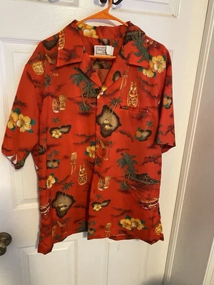 Camisa De Colección Maluna Hawaii Para Hombres XL Manga Corta Flores Isla Palmeras Roja Foto 1 de 4