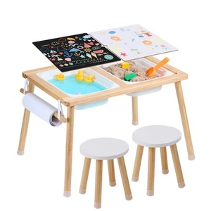 Kids Sensory Table & Chair Set Sand Water Play Table with 2 Storage Bins - Picture 1 of 12