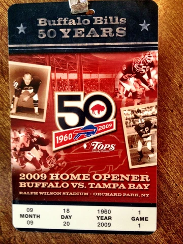 BUFFALO BILLS 2009 50 YEARS VS. TAMPA BAY LIMITED EDITION COMMEMORATIVE TICKET Cover