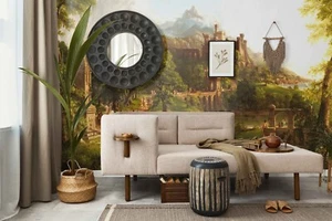Greek Panoramic View Antique Medieval Castle Arches Rustic Wallpaper Murals - Picture 1 of 9