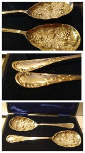 Smart Antique Berry Spoons Unused Boxed Silver Plate C1910 - Picture 1 of 6