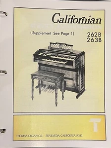 Thomas Organ Service Manual Model Californian 262B 263B - Picture 1 of 6