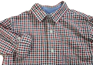 Janie & Jack Boys 4 4T Red Blue & White Gingham Dress Shirt Pocket Button Down - Picture 1 of 9