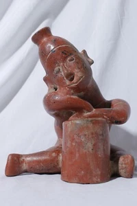 Vase Schamane sitzender Trommler roter Ton mexikanische Keramik - Bild 1 von 7