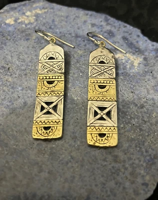 Pendientes colgantes Silpada de plata de ley y latón AZTEC MODIFICADOS W3283 - USADOS EN EXCELENTE ESTADO Foto 1 de 2