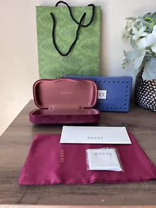 New Gucci Sunglasses Eyeglasses Case Burgund Eyewear Case W Box And Shopping Bag - Picture 1 of 10