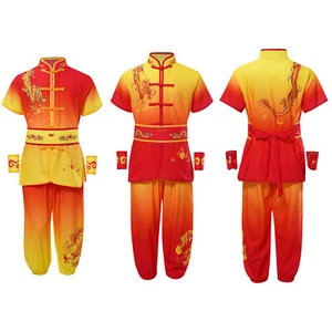 Unisex Kids Suit Dragon Set Uniform Outfit Belt Cuffs Costume Kung Fu Boys Tops - Picture 1 of 40