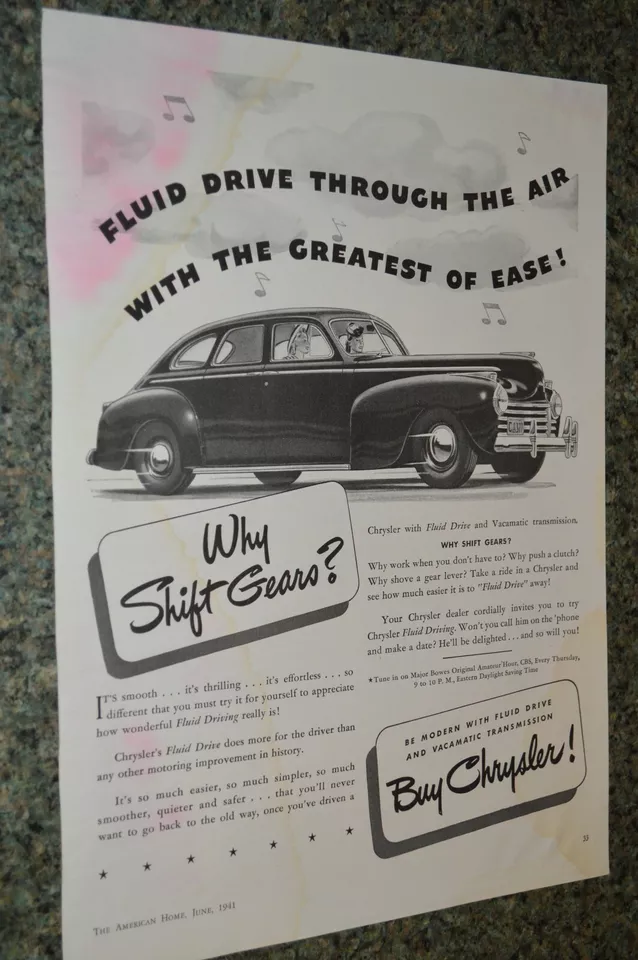 1941 CHRYSLER NEW YORKER ORIGINAL LARGE ADVERTISEMENT PRINT AD 41 - Image 1 of 1