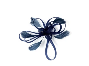 Navy Blue Fascinator Ladies Feather Hair Clip Ladies Hair Accessories - Picture 1 of 2