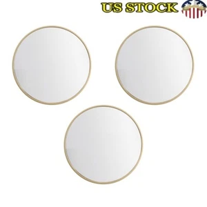 Juego de 2 espejos de pared redondos dorados decoración moderna reflejos claros fáciles de colgar nuevos - Imagen 1 de 10