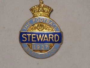 Football Association Steward 1937 Enamel Badge Denton & Down - Picture 1 of 4