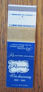 CUBIERTA TRASERA PEGAJOSA MATCHBOOK: REALSILK'S INDIANAPOLIS, EN 1960 MATCHCOVER -C22 - Imagen 1 de 1