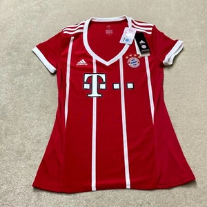 Bayern Munich Football Shirt Medium Women's Red V-Neck Climalite 2017/18 Season - Picture 1 of 16