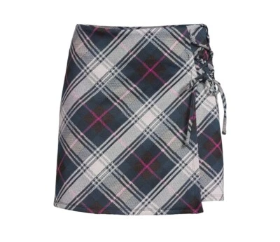 Falda a cuadros con cordones laterales para mujer Madden NYC; múltiple, S (3-5) Foto 1 de 4