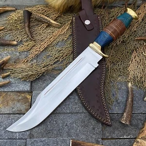 Handgefertigtes D2 18" Jagd Krokodil Dundee hochglanzpoliert Survival Bowie Messerscheide - Bild 1 von 5