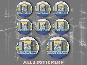 8 x 3D ROUND Resin Domed Flag Orlando - USA Adhesive Decal Vinyl - Picture 1 of 1