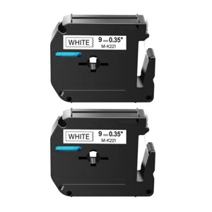 2x Schriftband kompatibel mit Brother P-Touch M221 M-K221 9mm schwarz auf weiß - Picture 1 of 9