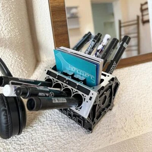 Engine Block Business Card Display Pen Holder Organizer for IndoorBookshelf Desk - Bild 1 von 8