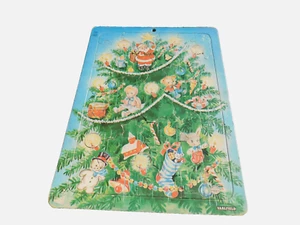 Vtg Saalfield Christmas Tree w toys Santa Stocking Children's Puzzle Bellomo Art - Picture 1 of 6