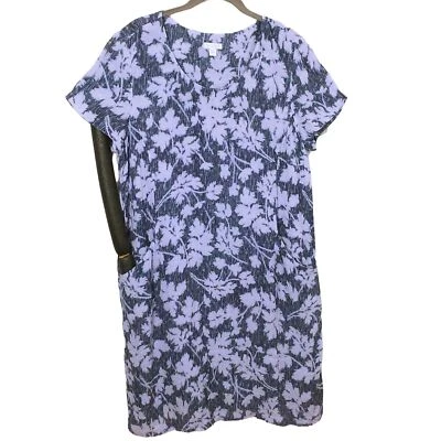 Vestido Informal Purejill Lino Floral Boho Lagenlook - Bolsillos en L Forrado SSL Lavanda Foto 1 de 4