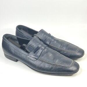 Gucci Supreme Loafers Men’s 10.5 D US Blue Monogram 154009 Made In Italy $920