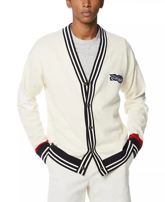 Perry Ellis America Men's Eagle Patch Cardigan Sweater Antique White S - Image 1 of 4