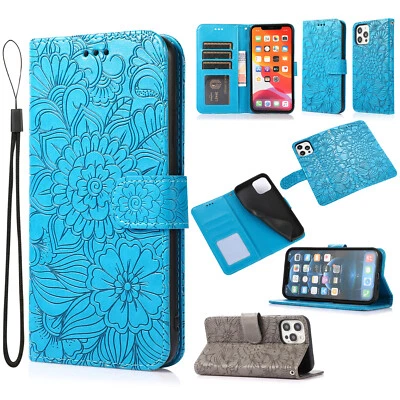 Flower Pattern Leather Flip Wallet Case Phone Cover for iPhone 11 12 13 15 14 8 - Image 1 of 4