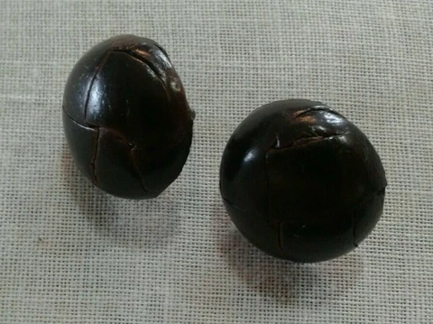 2 Faux Leather Dark Brown Buttons Vintage Cover