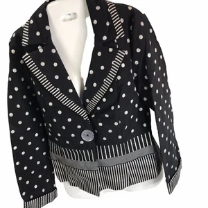 Blazer Zoey Negro Plateado Metálico Talla 6 Lunares Rayas Mod Geo - Imagen 1 de 6