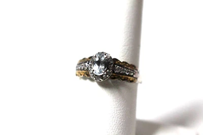 Espirito Santo Aquamarine /Cambodian Zircon Ring 14K Yellow Gold/Silver Size 8 - Image 1 of 4