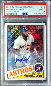 Yordan Alvarez #44 /199 2020 Topps Silver Pack Auto Mojo Refractor Rookie PSA 9 - Bild 1 von 7