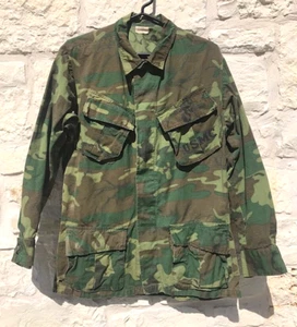 1969 VIETNAM ERA ERDL JUNGLE JACKET: Green-Dominant, Poplin, Slant Pocket, S-R - Picture 1 of 6