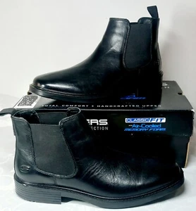 SKECHERS Men's Miller-Boris Black Leather Chelsea Dress Boots Size UK 7 - NEW - Picture 1 of 7