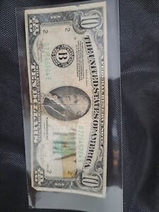 1934 Series C 10 Dollars Federal Reserve Rare Green Seal Note B 77545264 E