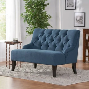 Contemporary Fabric Tufted Diamond Stitch Settee - Picture 1 of 51