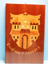 ALTES WANDBILD GRUSS AUS EILENBURG HANDARBEIT INTARSIEN - Bild 1 von 8