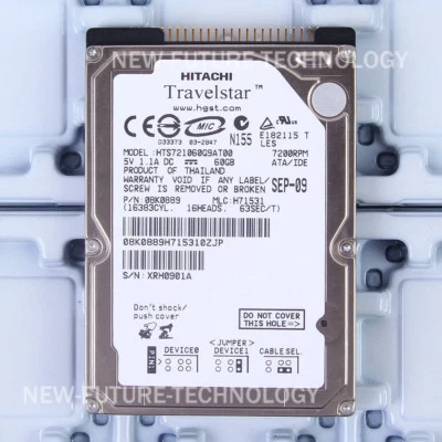 HITACHI 60 GB HDD 2.5" 72400 RPM IDE HTS721060G9AT00 Interface Hard Disk Drives - Image 1 of 2