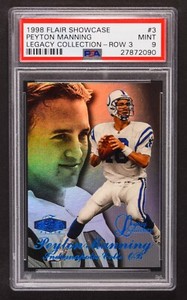 1998 Flair Showcase Peyton Manning Legacy Collection Row 3 RC Rookie #/100 PSA 9