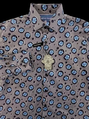 Camisa informal Luchiano Visconti para hombre M a rayas con floral L/S nueva con etiquetas $125 Foto 1 de 4