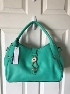 Dooney Bourke Handbag Jade Green Belvedere Medium Logo Lock Satchel New - Picture 1 of 21