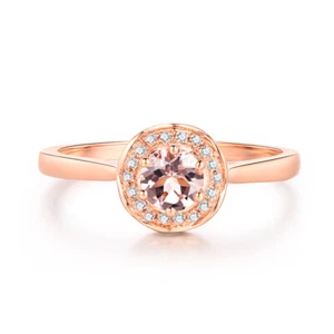 Engagement Wedding Flawless Morganite Ring Natural Diamond Solid 18k White Gold - Picture 1 of 10