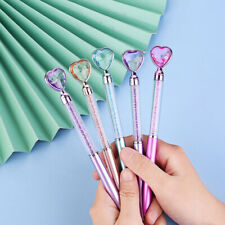 Cute Love Heart Diamond Ballpoint Pen Colorful Crystal Gem Rotating Gel Pens _co